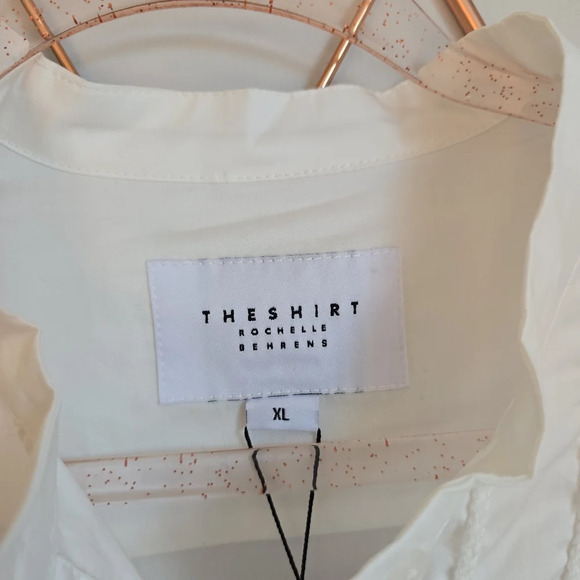 The Shirt Rochelle Behrens New White Tassel Cotton Button Front Shirt Size XL - Picture 8 of 11
